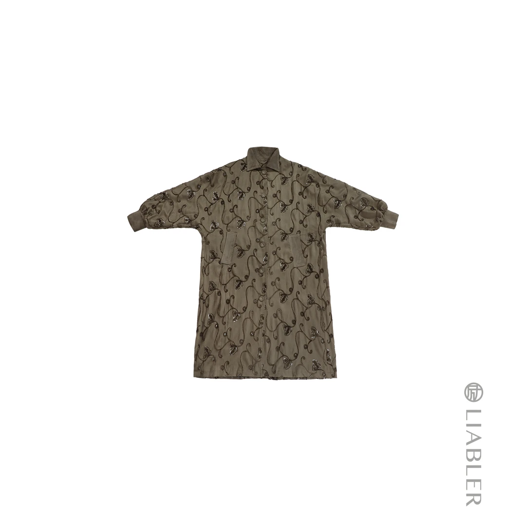 【碎叶冬青】2024秋冬民族风亮片绣花风衣外套 LAW24049S