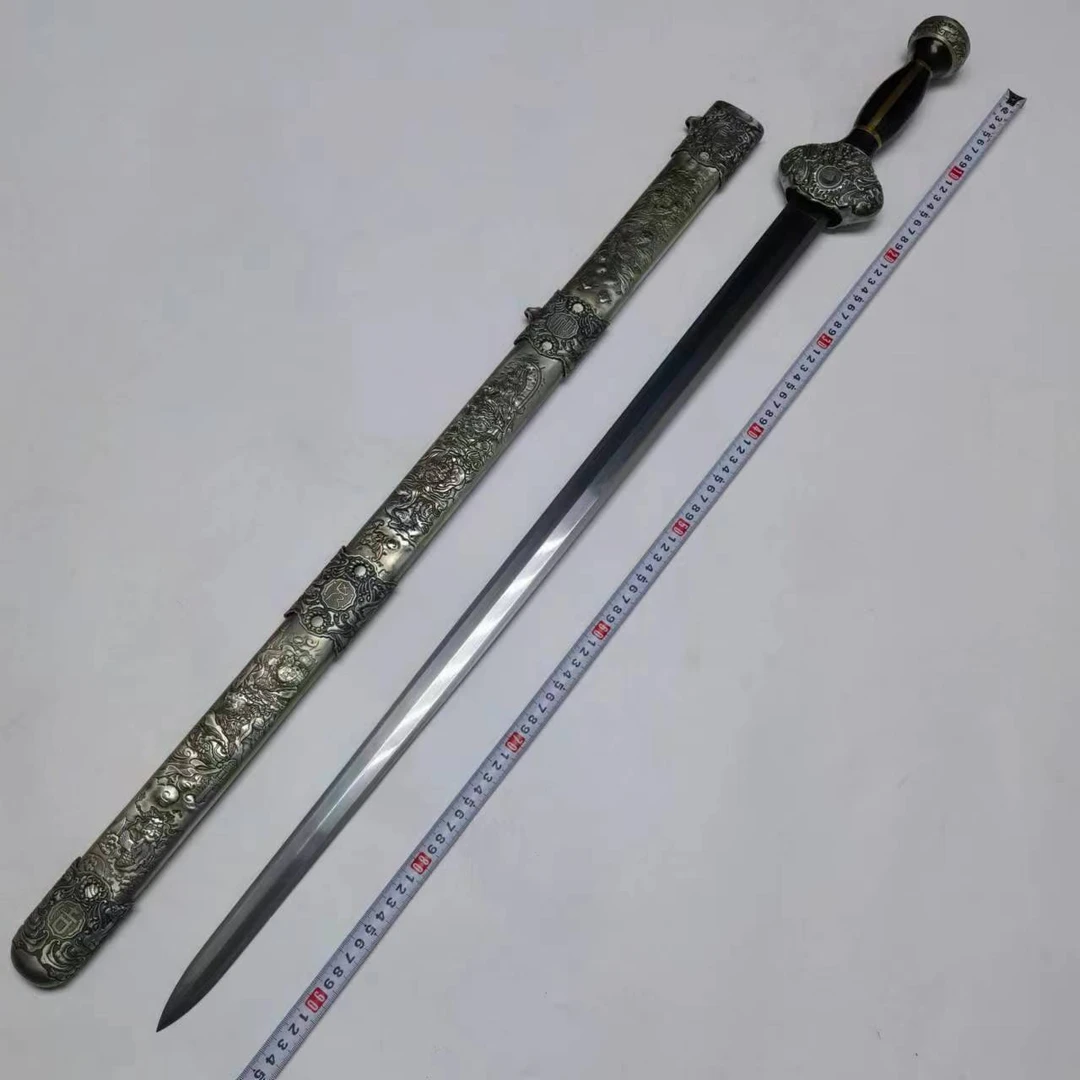[九剑堂]六丁六甲宝剑古法锻造收藏陨铁夹钢工艺品一体龙骨未开刃