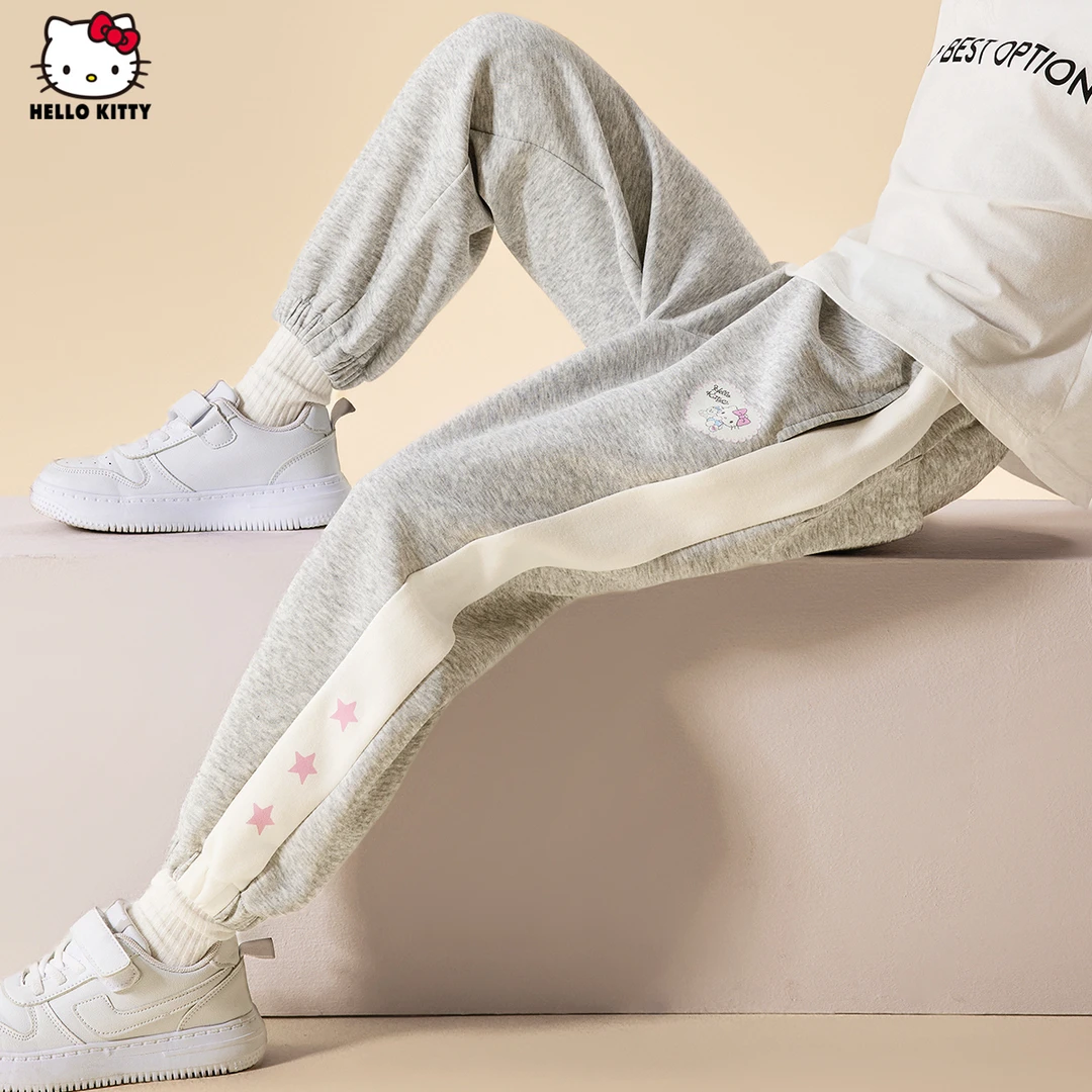 HELLO KITTY/凯蒂猫女童秋季卫裤2024新款运动休闲洋气侧边条裤子
