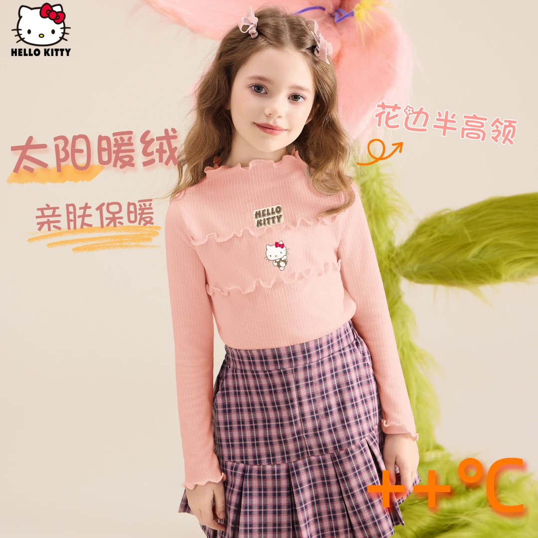 HELLO KITTY/凯蒂猫女童打底衫秋冬2024新款洋气儿童半高领毛衣