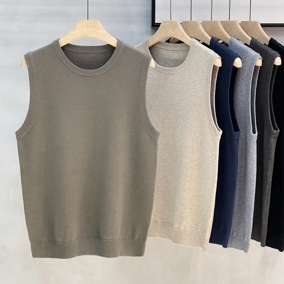 商务休闲秋冬季毛衣男背心马甲打底衫无袖坎肩黑色男士通勤针织衫