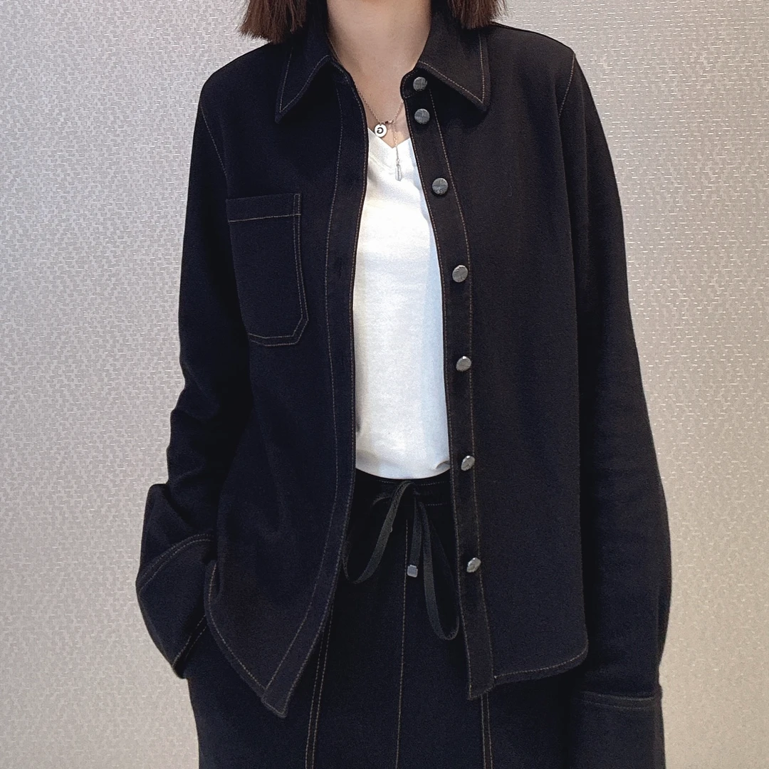 GIRDEAR/哥弟新款牛仔弹力经典时髦百搭博主时尚纯色衬衫/130029