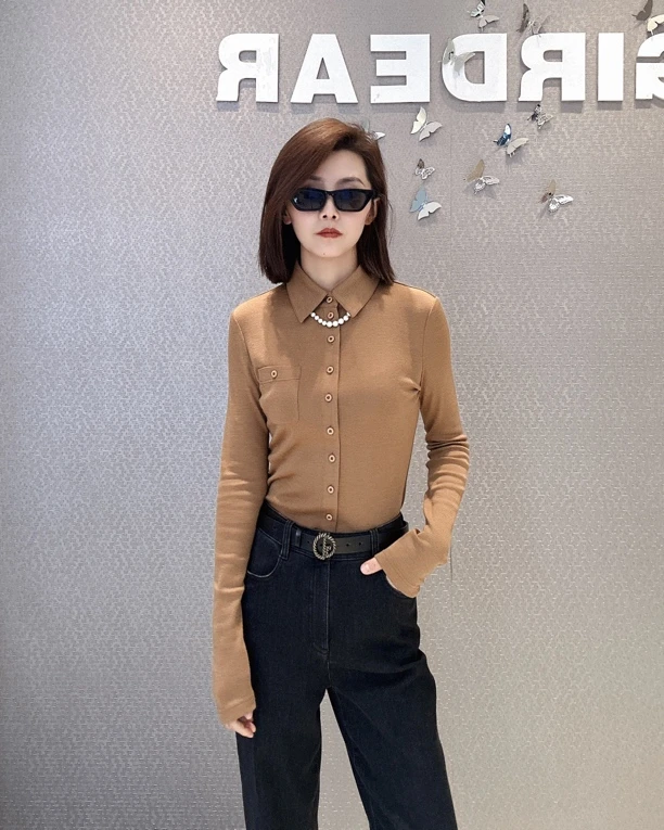 GIRDEAR哥弟翻领知识分子风格绵羊毛显瘦气质长袖网红百搭1300820