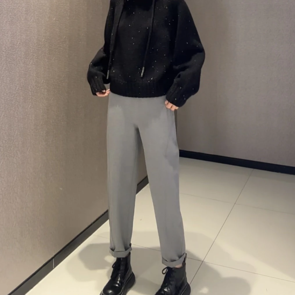 GIRDEAR/哥弟休闲百搭松紧腰四季面料九分潮流显瘦香蕉裤/1100480