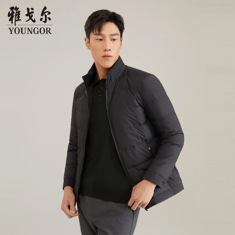 【90白鹅绒】雅戈尔男士立领鹅绒短款防风羽绒服冬季户外休闲外套