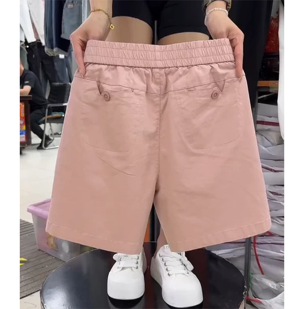 短裤时尚休闲裤女士百搭夏季宽松纯色高腰