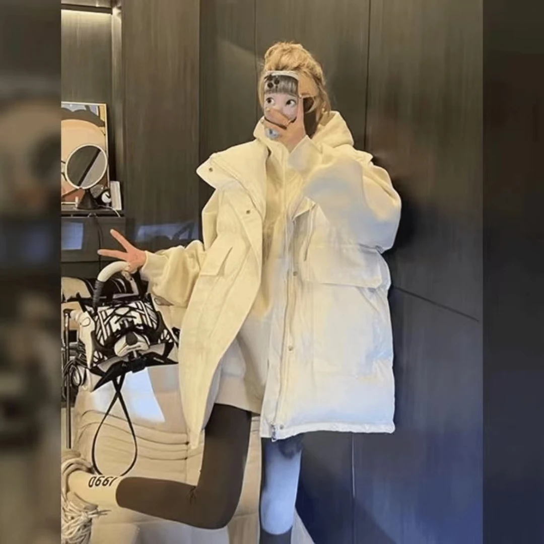 小小米粒-冬季保暖宽松百搭加厚韩版ins时尚休闲女棉马甲面包服