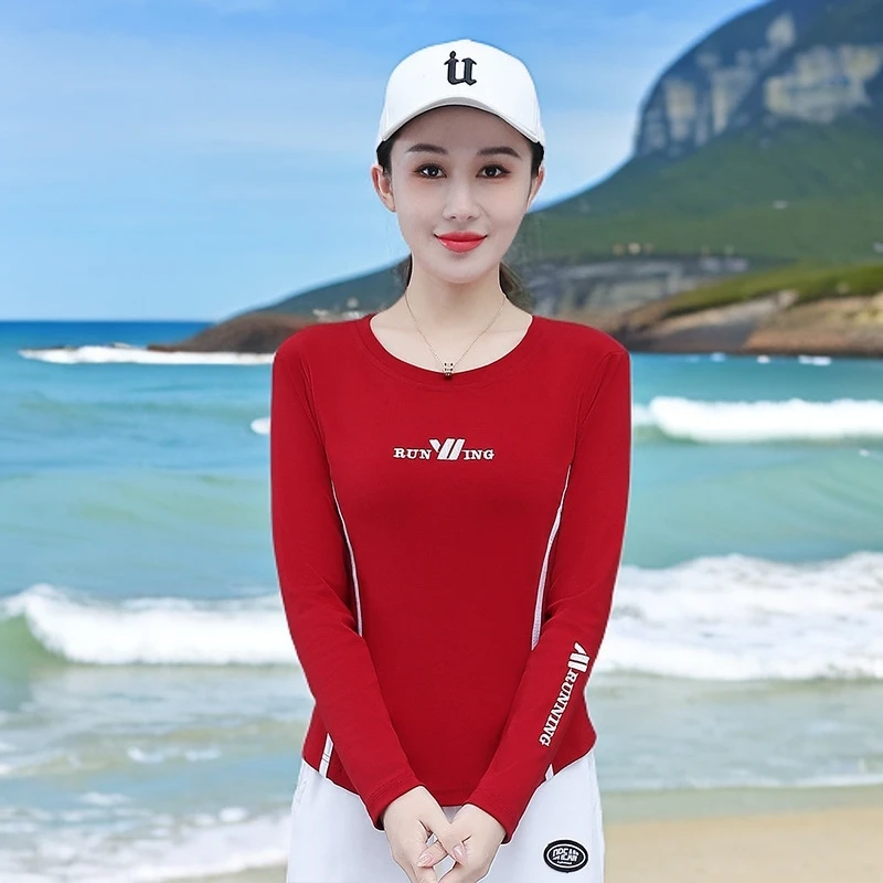 杨丽萍新款秋季广场舞服装上衣棉圆领长袖修身运动跳操曳步舞蹈衣