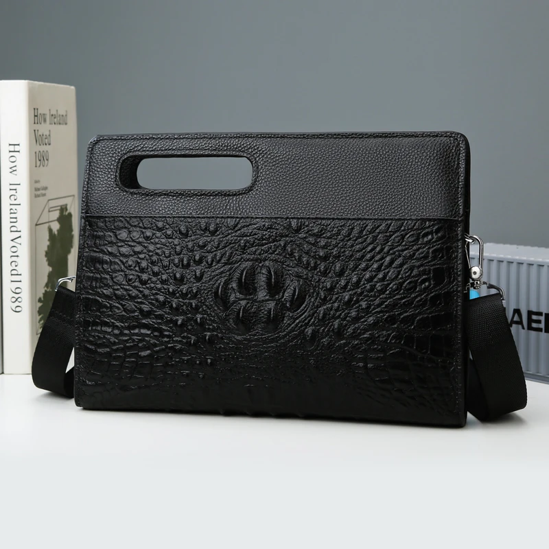 头层牛皮男士多功能手包斜跨包真皮手提包男包新款时尚百搭潮男款