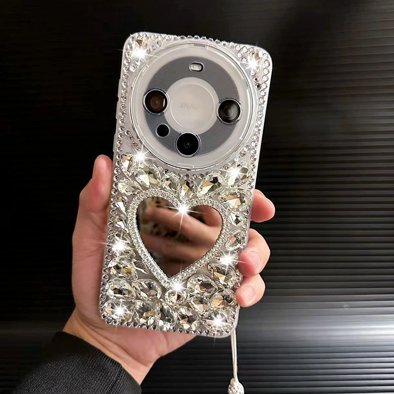 适用荣耀x60手机壳新款荣耀x60pro透明水钻女创意全包防摔带挂绳