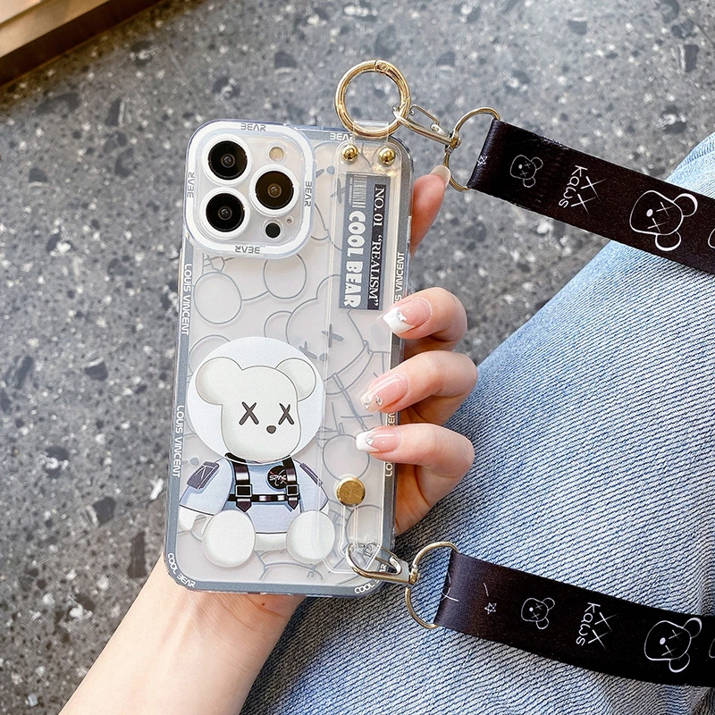 oppoReno9手机壳新款8Pro腕带女7se可背6Pro斜挎挂绳Reno5k透明熊