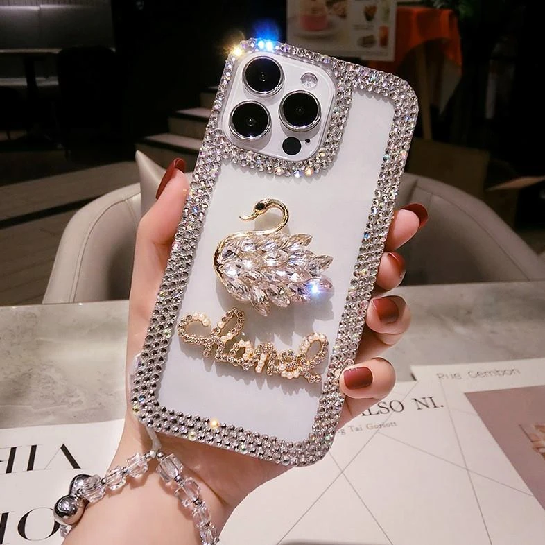 水晶天鹅vivoS17镶钻手机壳奢华新款X90pro+带钻石闪X80全包软硅