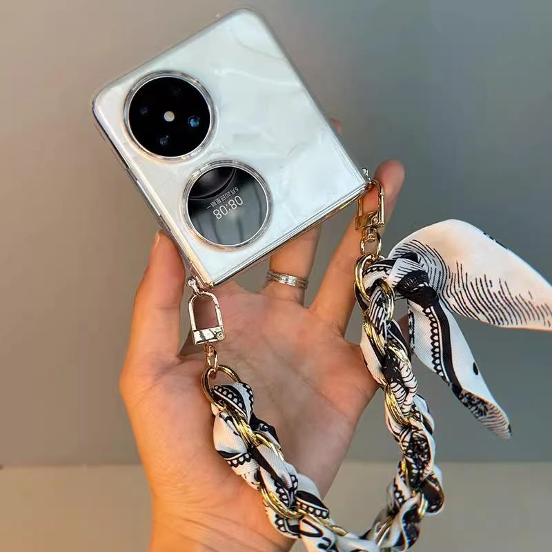 原装正品华为pocket2手机壳手提pocketS折叠透明软壳斜挎链条挂绳