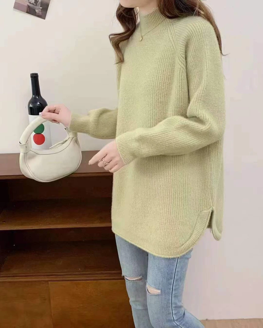 【水貂绒毛衣】孕妇装秋冬水貂绒毛衣圆领短款小个子打底衫毛衣