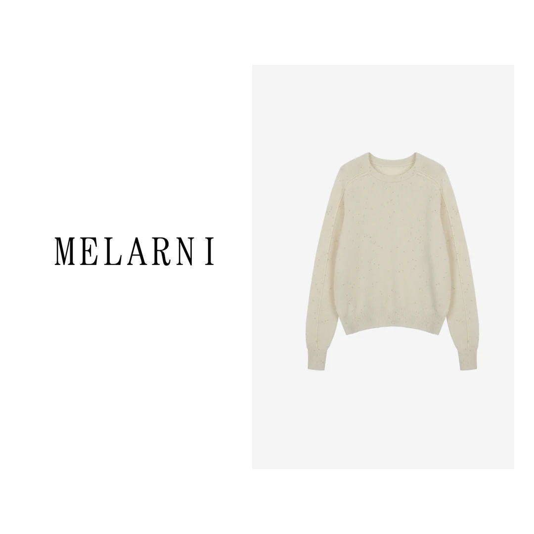 【MELARNI】亲肤百搭纯色圆领羊毛毛衣MLN10378