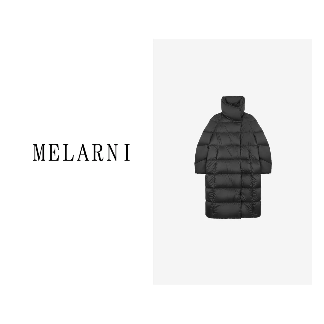 【MELARNI】厚实暖和简约纯色长款白鹅绒羽绒服MLN10837