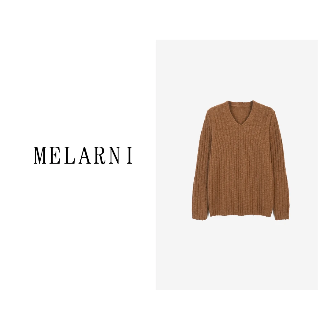 【MELARNI】软糯舒适简约百搭纯色羊毛毛衣MLN10755