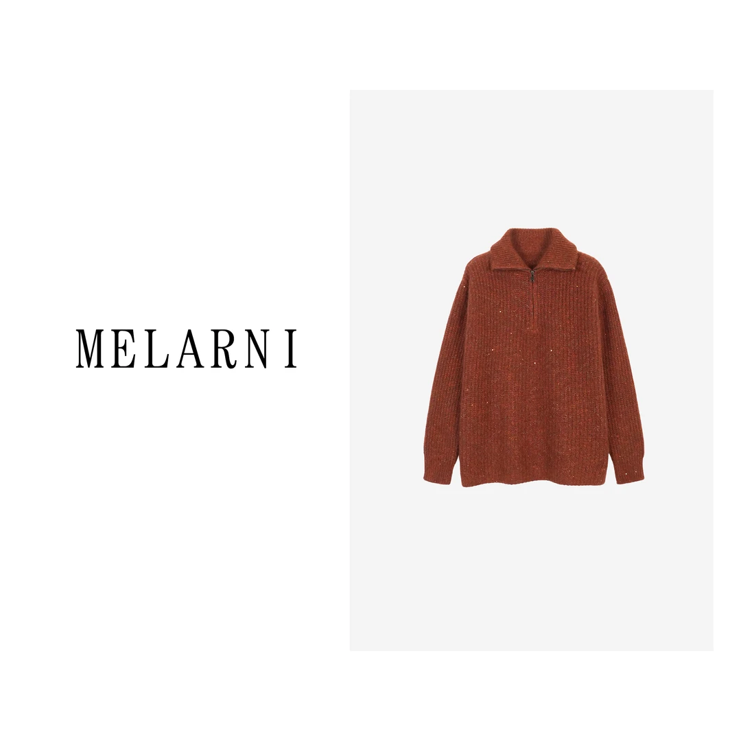 【MELARNI】软糯舒适简约纯色亮晶晶毛衣MLN10770