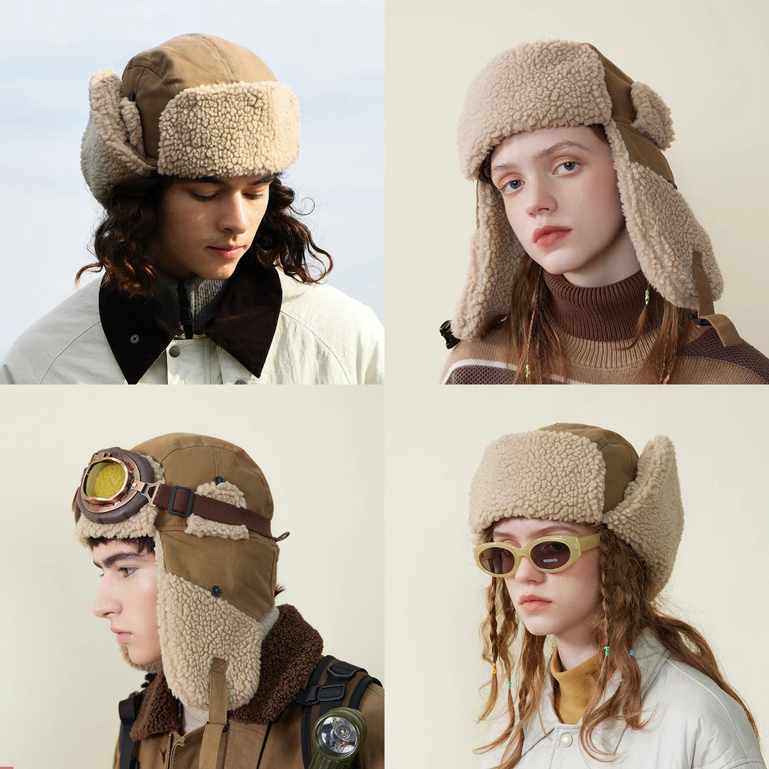 NOTHOMME 山系户外秋冬加厚羊羔绒护耳棉帽防风防寒保暖雷锋帽