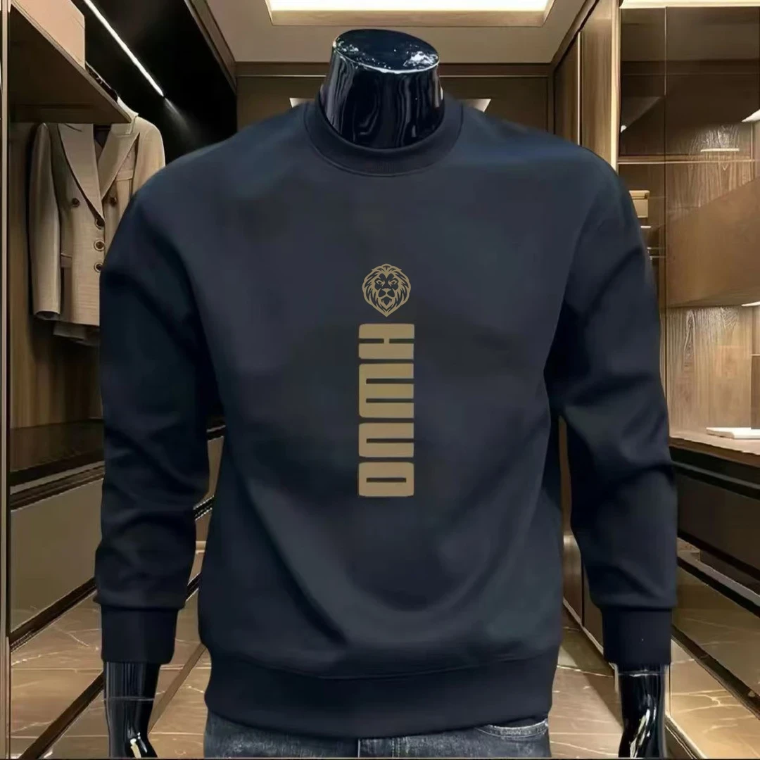 冬季加绒高级感卫衣美式新款青春帅长袖圆领保暖上衣男士休闲潮牌