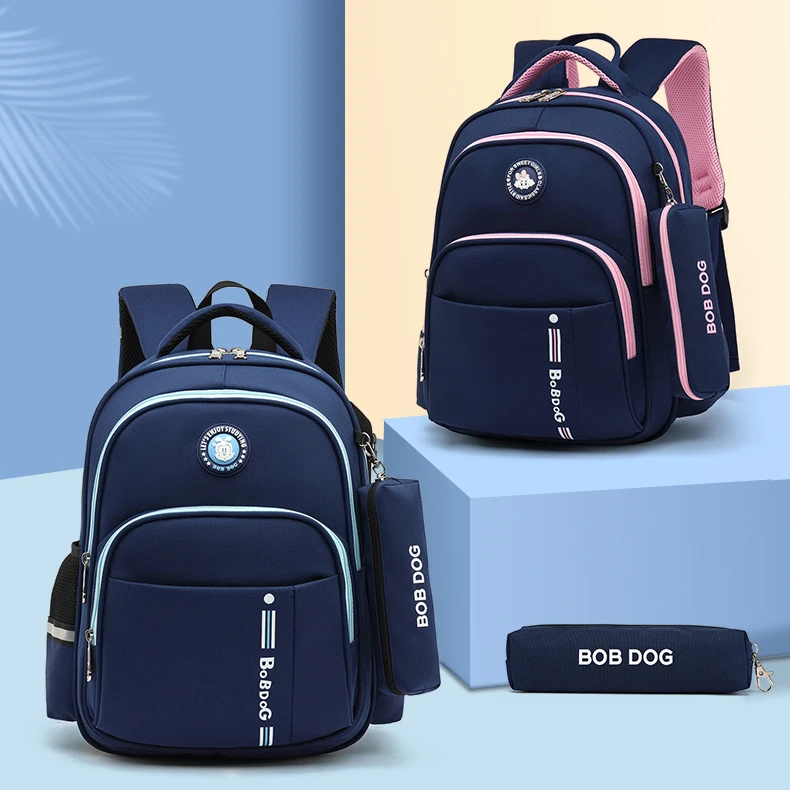 巴布豆电商热卖款带笔袋大容量护脊减负防水小学生双肩包推荐1-6