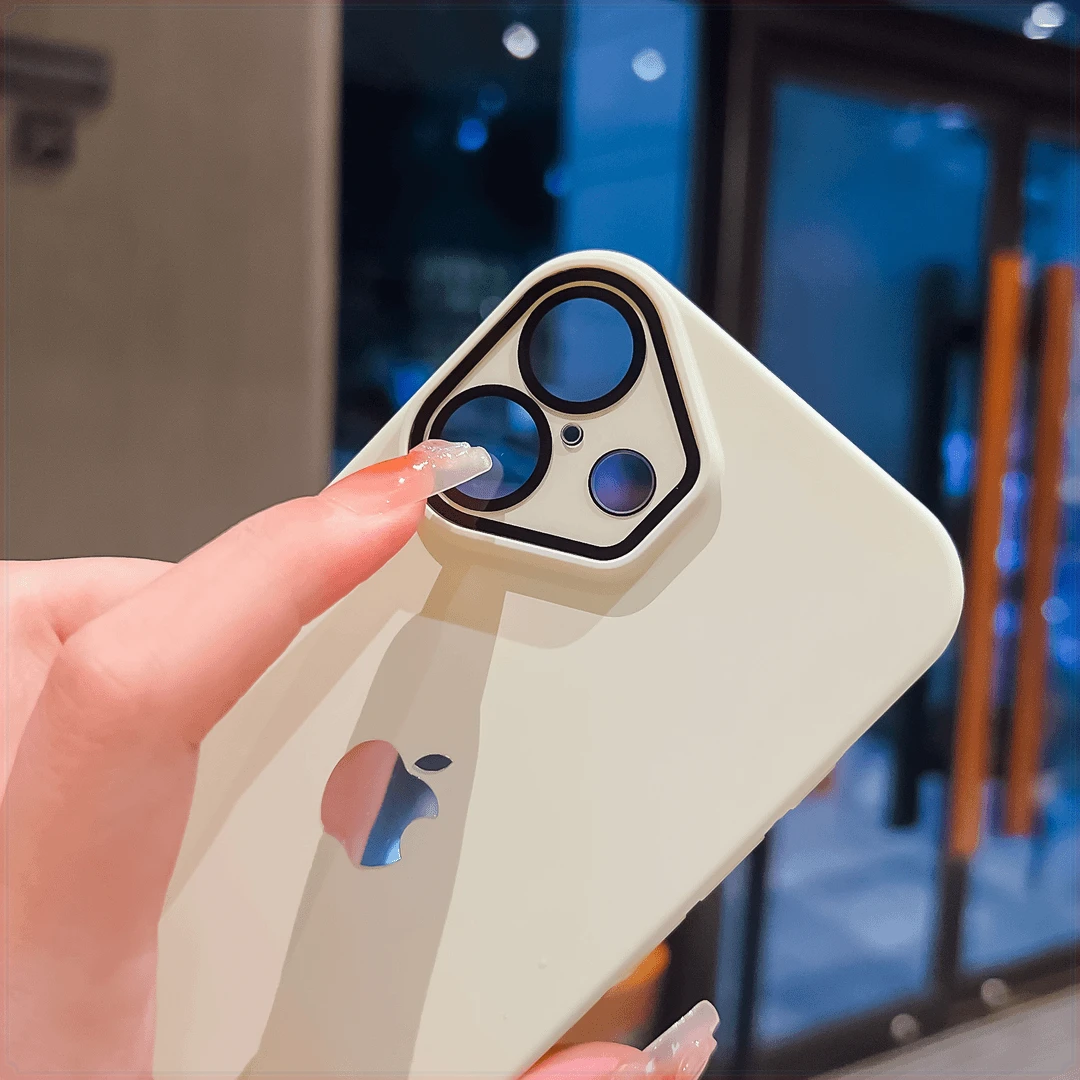 适用苹果16promax纯色手机壳创意简约磨砂15pro自带护镜全包14/13