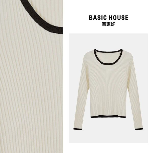 0302【赵老板专属】 Basic House/百家好热力感长袖拼接圆领打底衫