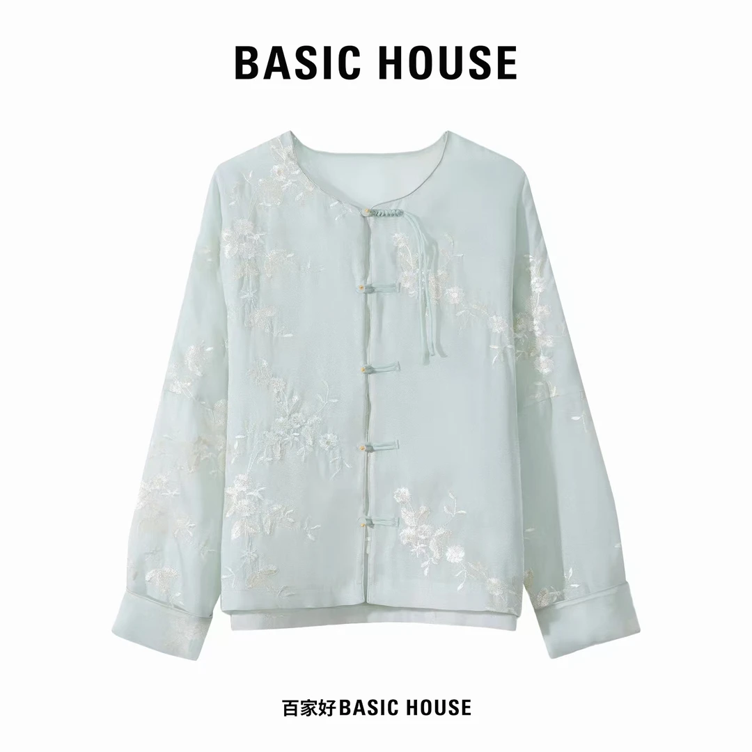 Basic House/百家好【桂馥兰香】2024年设计师款新中式刺绣衬衫