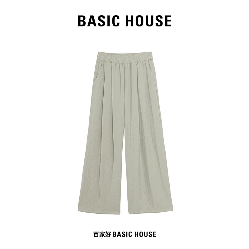 Basic House/百家好2025夏季新款休闲高腰百搭设计师款休闲裤MM