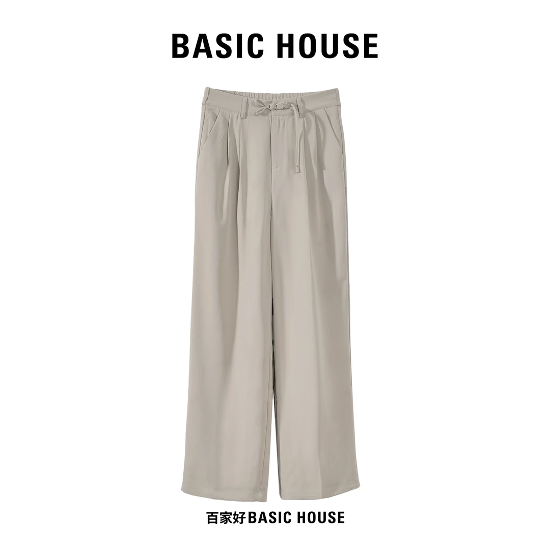 Basic House/百家好【陈嘉尔专属】中式盘扣设计师款垂感直筒裤2762