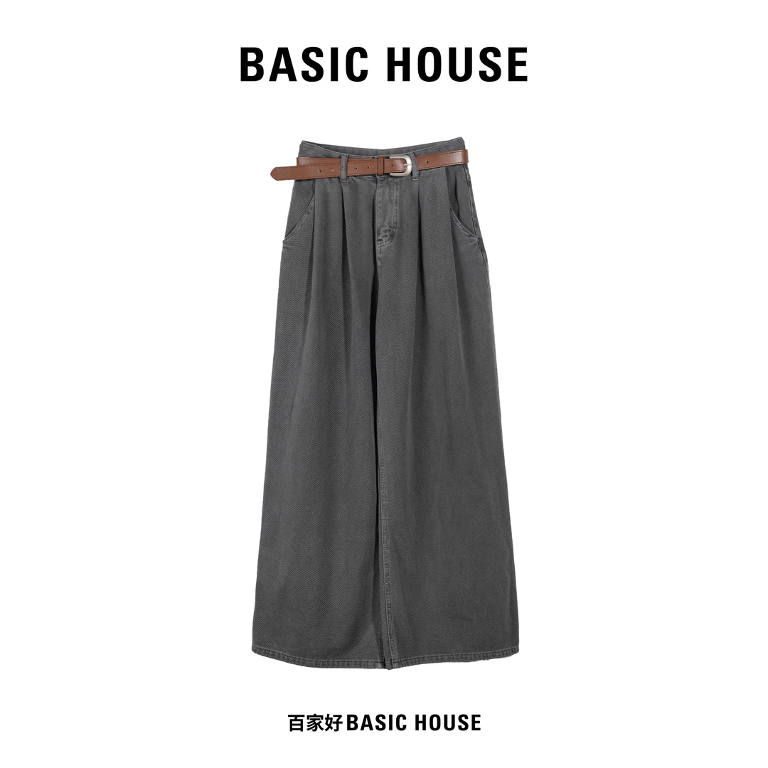 Basic House/百家好设计师显瘦海王裤腰款气质百搭高腰裤6462 XX
