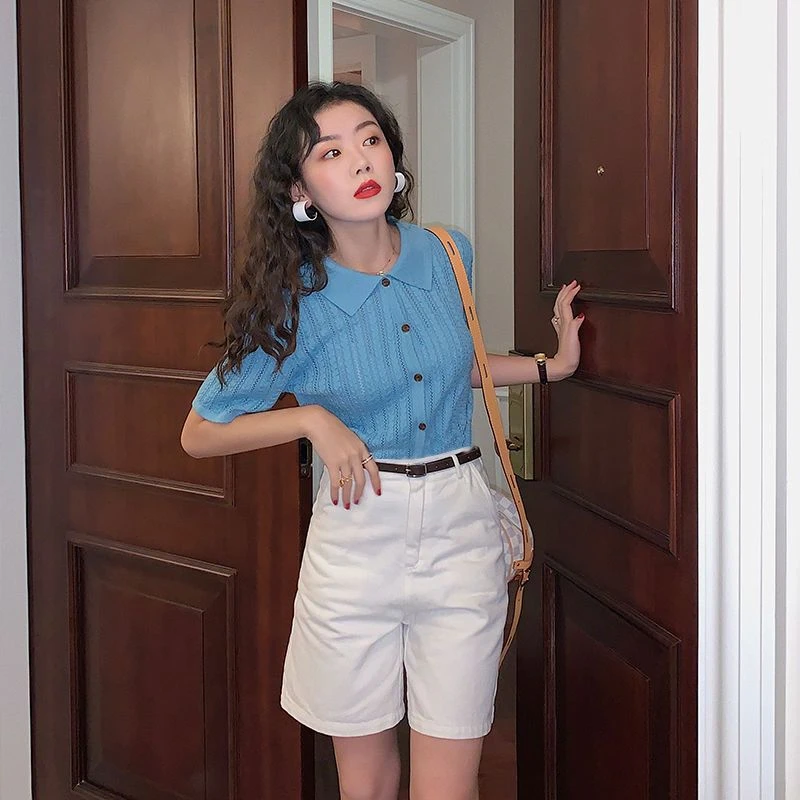 高档高腰显瘦白色牛仔短裤女2025夏直播热销白色宽松五分裤