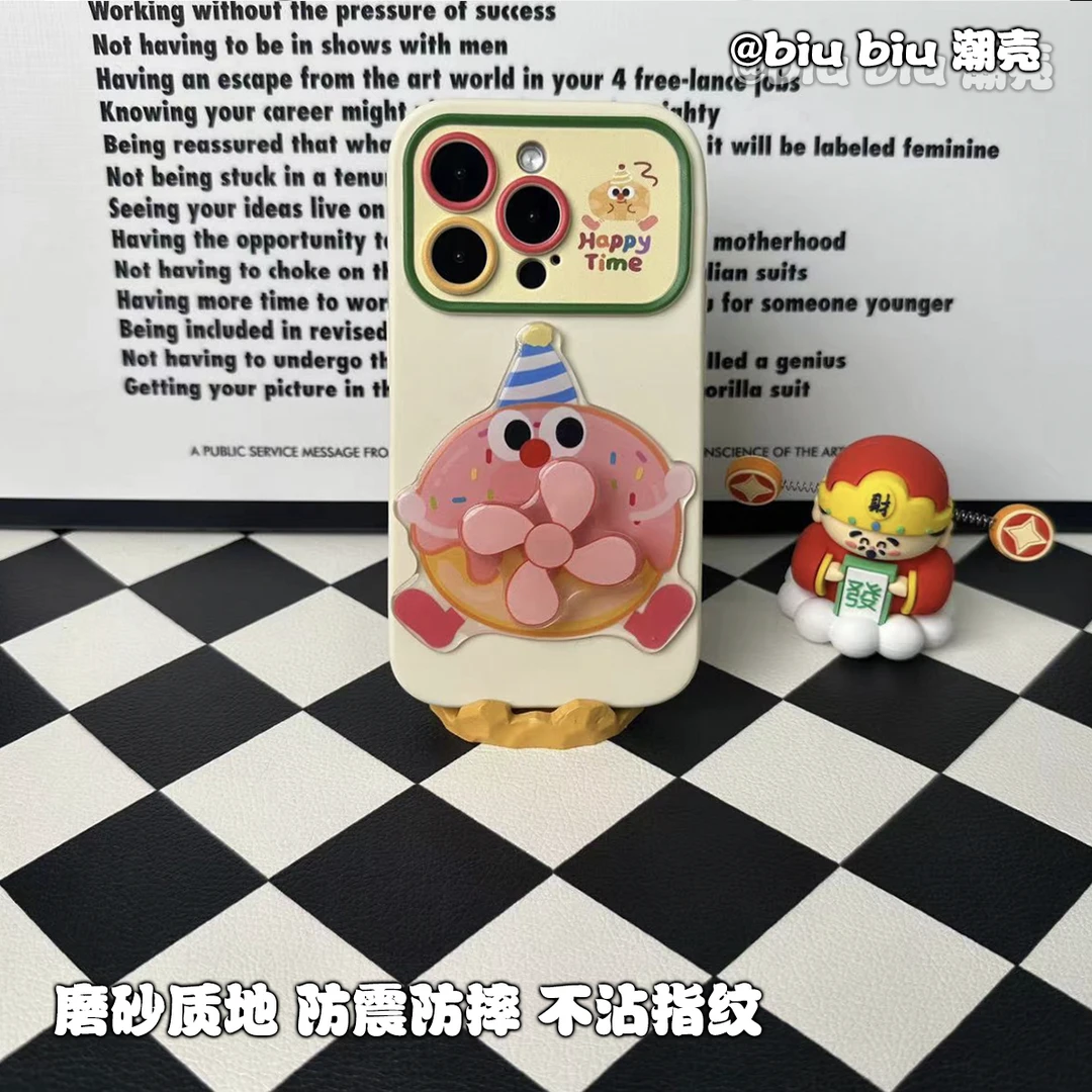 甜甜圈转转--大视窗创意立体可转动个性苹果华为oppovivo手机壳