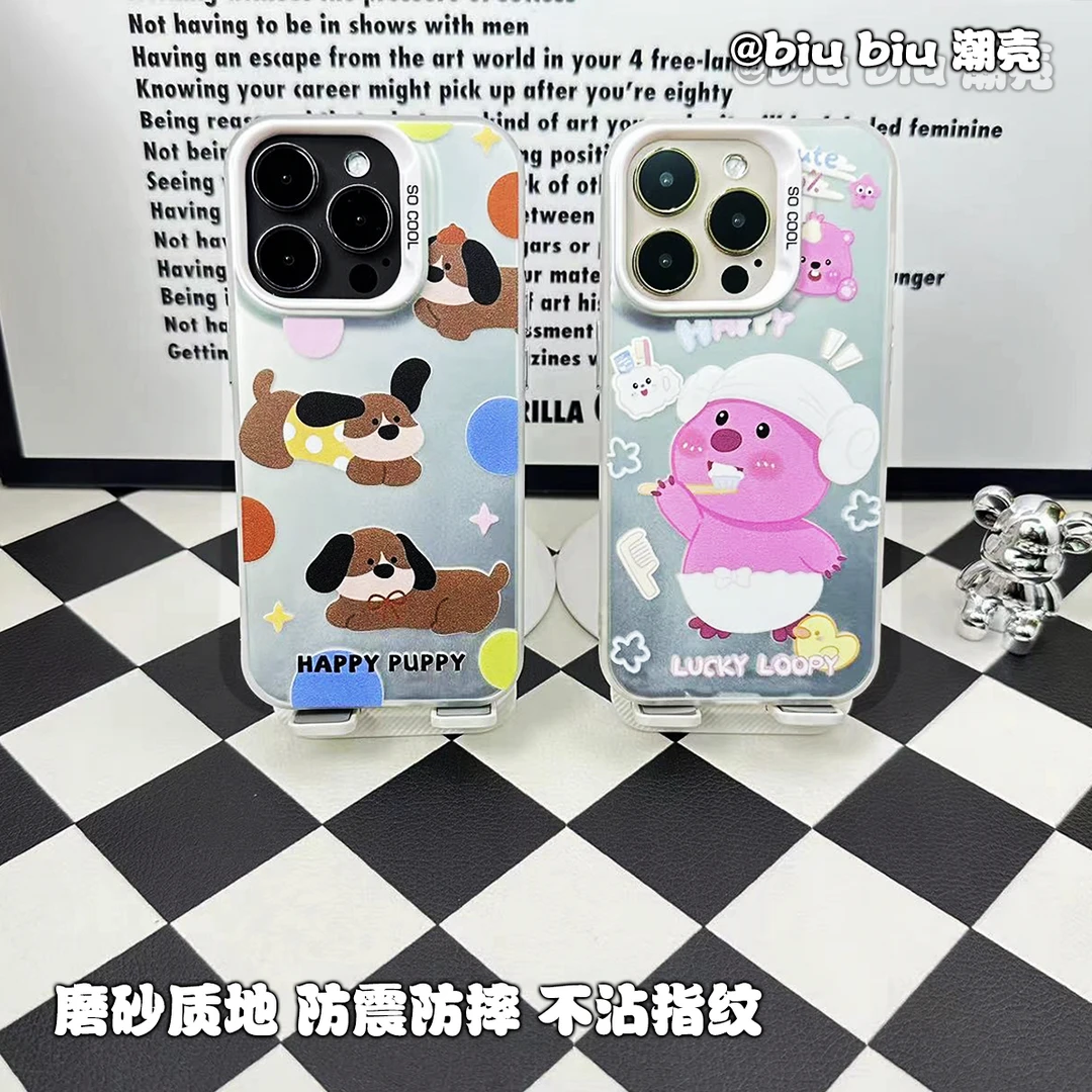 波点狗露比-IMD彩银潮牌创意防摔个性ins不沾指纹手机壳小众全包