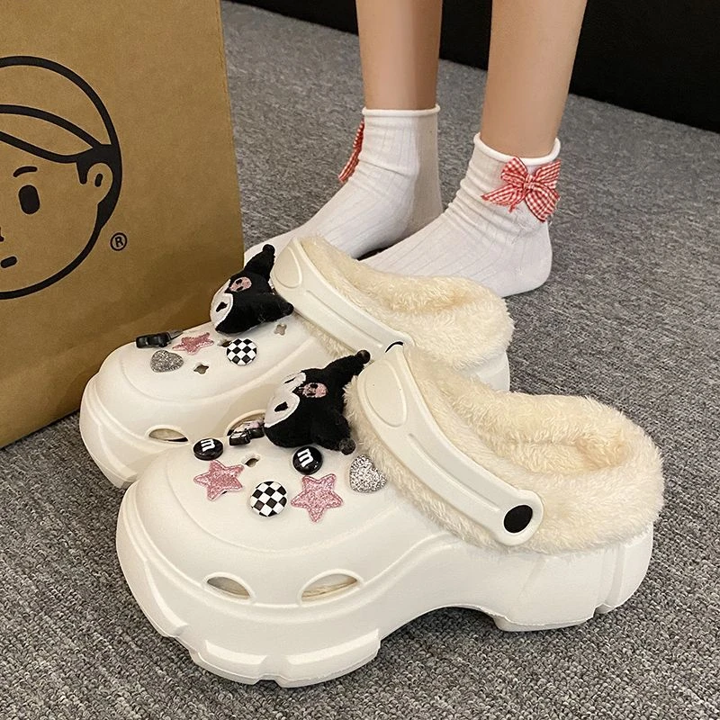 冬季毛绒绒舒适EVA棉套可拆卸休闲学生宿舍外穿保暖棉拖鞋女新款