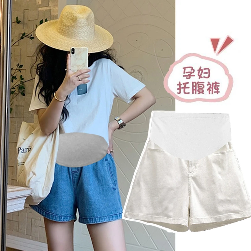 孕妇牛仔短裤小个子休闲百搭夏季薄款裤宽松阔腿裤时尚外穿托腹裤