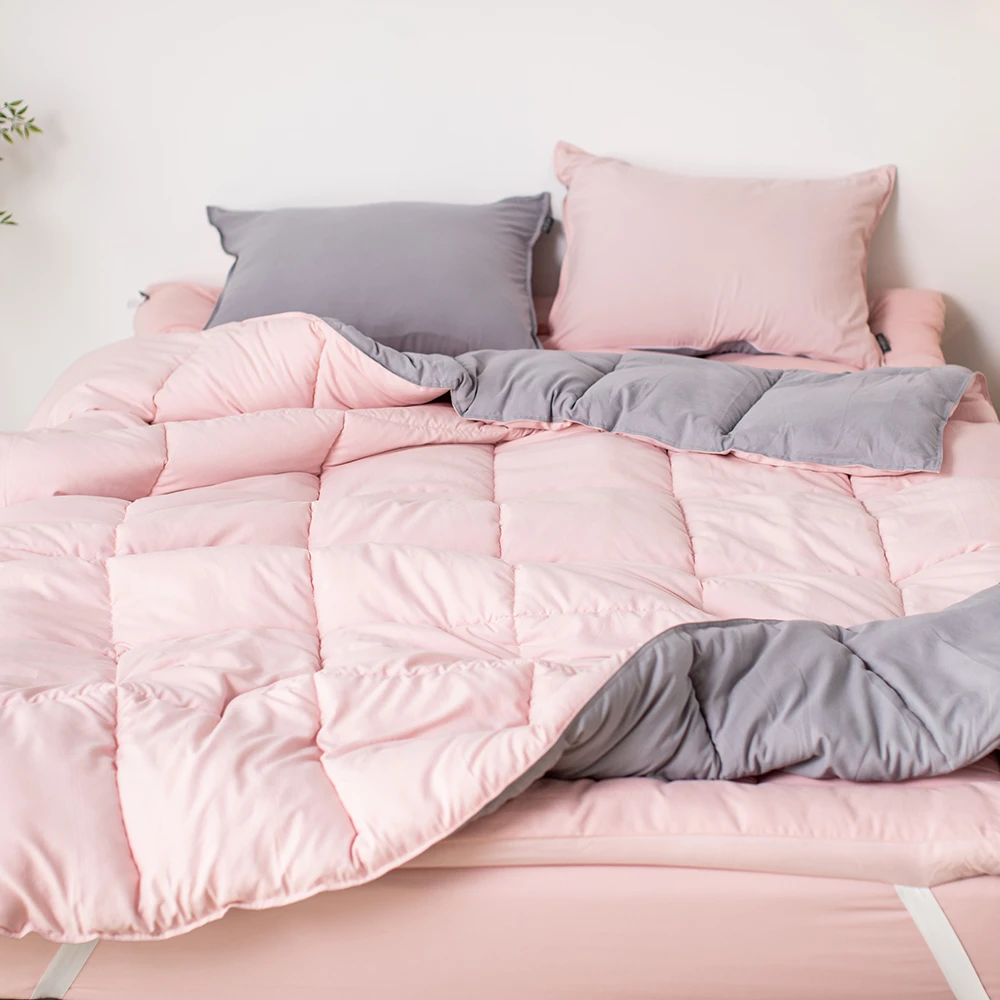 单人春秋被两件套 韩式简约蓬松拼色可机洗学生宿舍柔软亲肤贴身