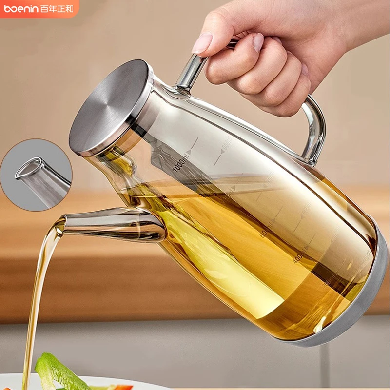 玻璃油壶厨房加厚耐温不挂油油瓶酱油醋调料瓶装油容器不锈钢油罐