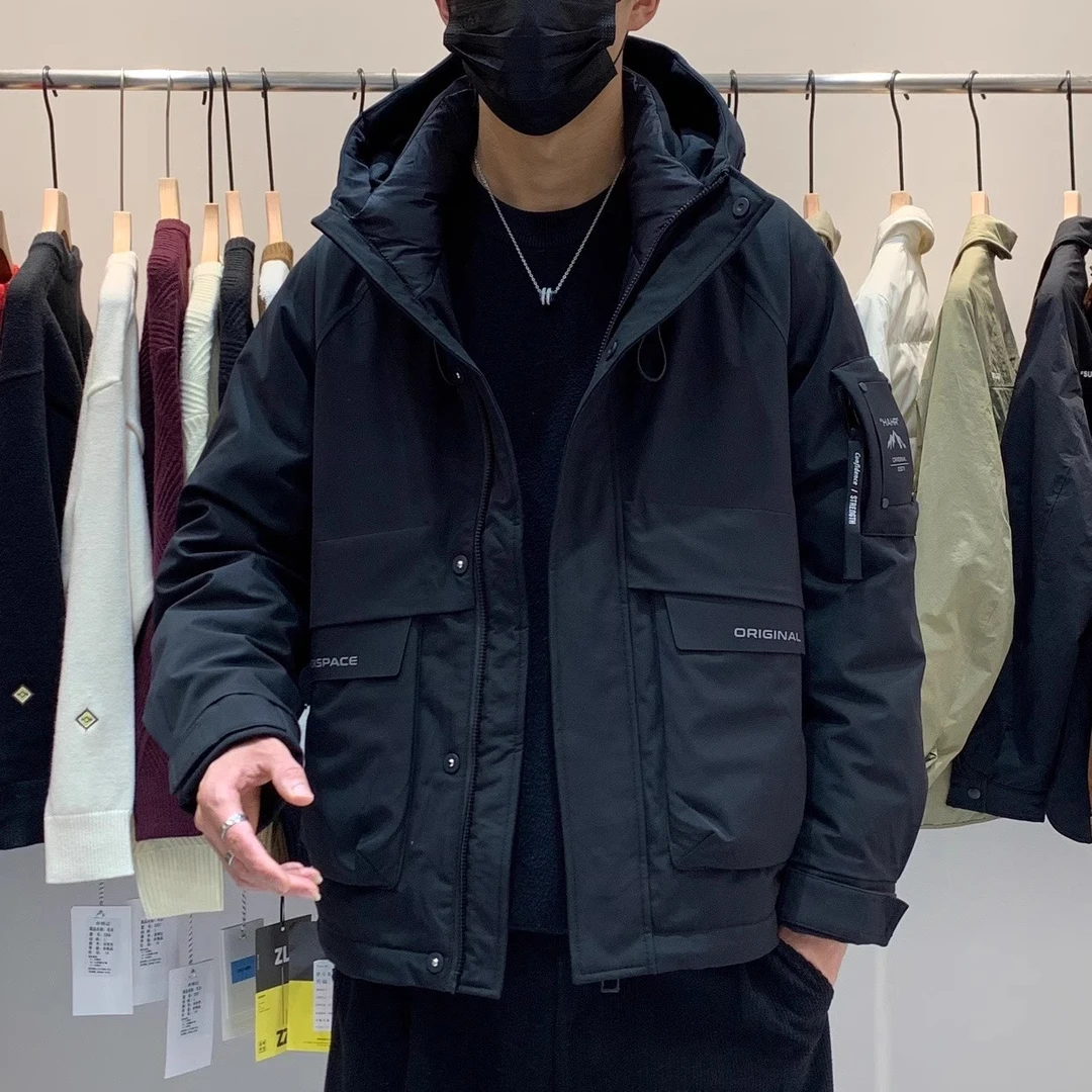 羽绒服男士短款冬季2023新款潮牌连帽保暖加厚高端百搭外套男装