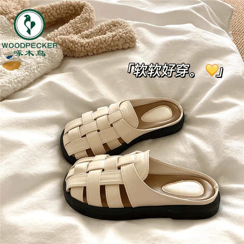 啄木鸟软软法式温柔透气凉鞋女ins夏季外穿厚底沙滩包头凉拖鞋潮