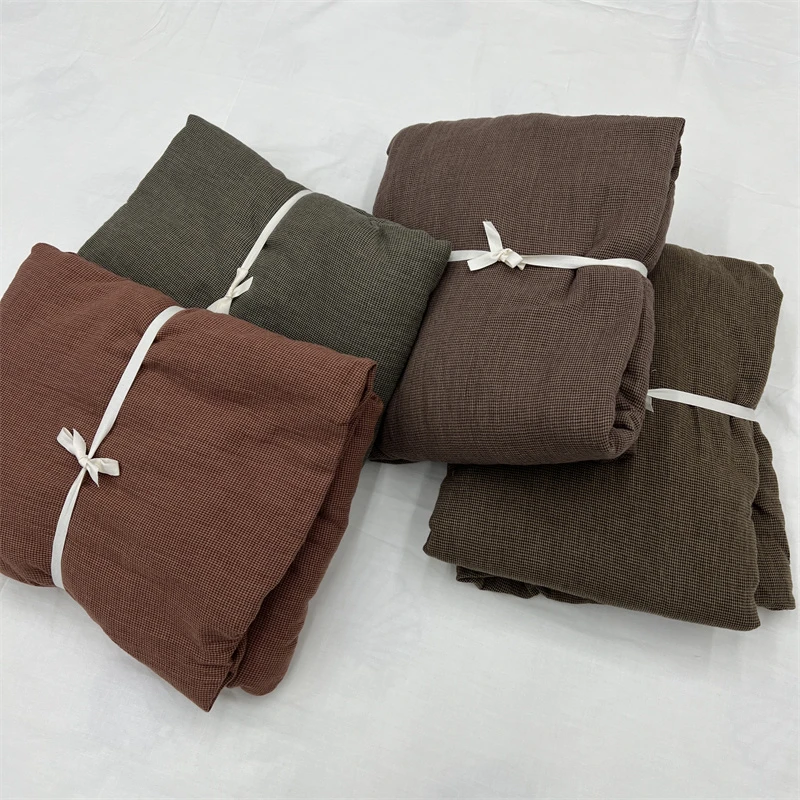 ZAKER60S纯棉双层纱素色小千鸟格系列床笠蓬松柔软席梦思保护罩