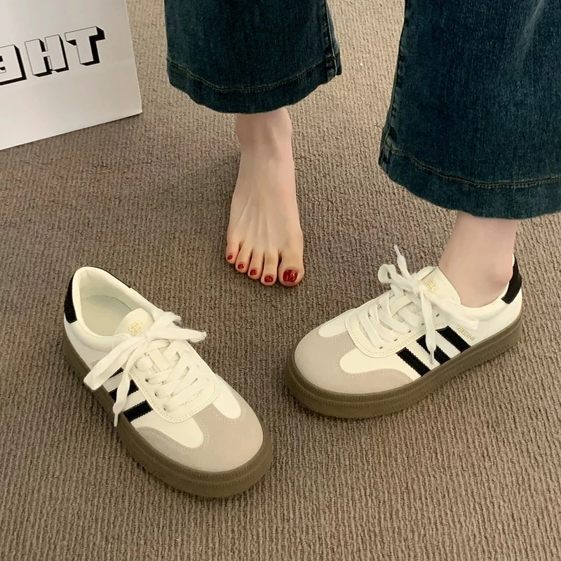 小白鞋板鞋休闲百搭运动网红复古韩版学生平底ins小众厚底鞋子