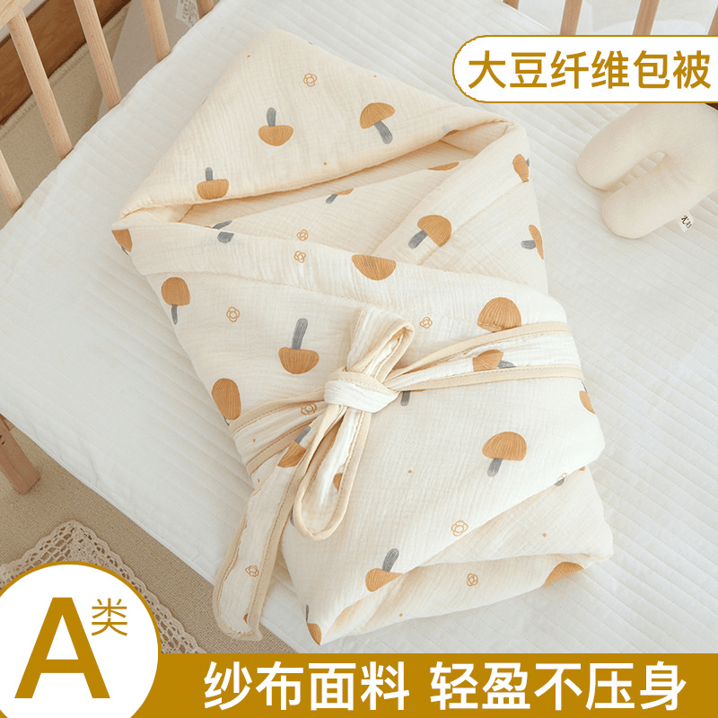 新生儿抱被秋冬外出夹棉加厚新生儿包被卡通保暖月子宝宝柔软被子