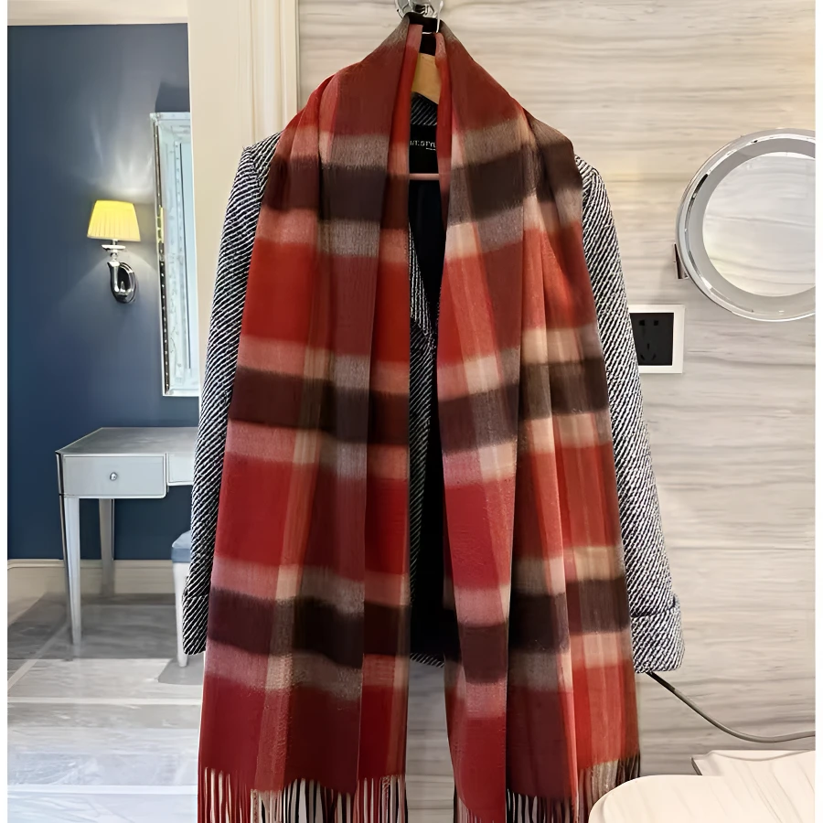 【时尚披肩】经典羊毛披肩英伦风冬季保暖高级感百搭长款女款女士