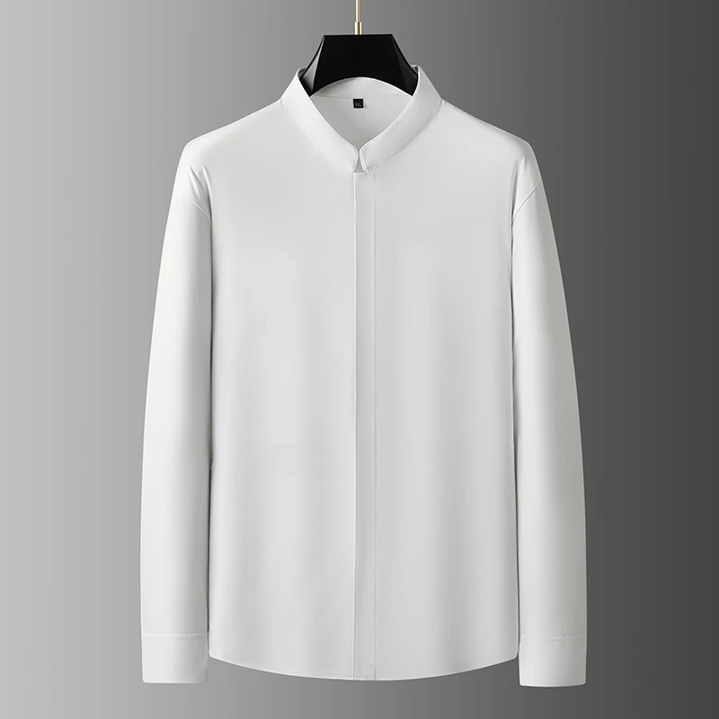 【孙漂亮轻熟风推荐】秋季新款男士大码商务休闲修身纯色长袖衬衫