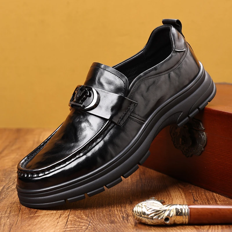 【孙漂亮轻熟风推荐】夏季秋季新款男士大码轻奢纯色百搭皮鞋