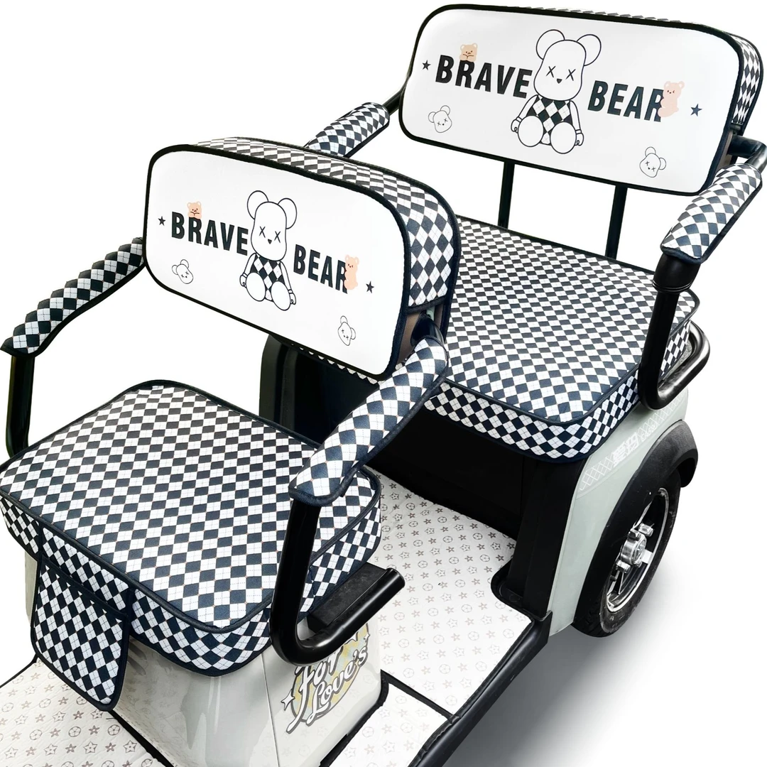 新款花型四季通用定制电动三轮座垫套坐垫套舒适透气定做防滑