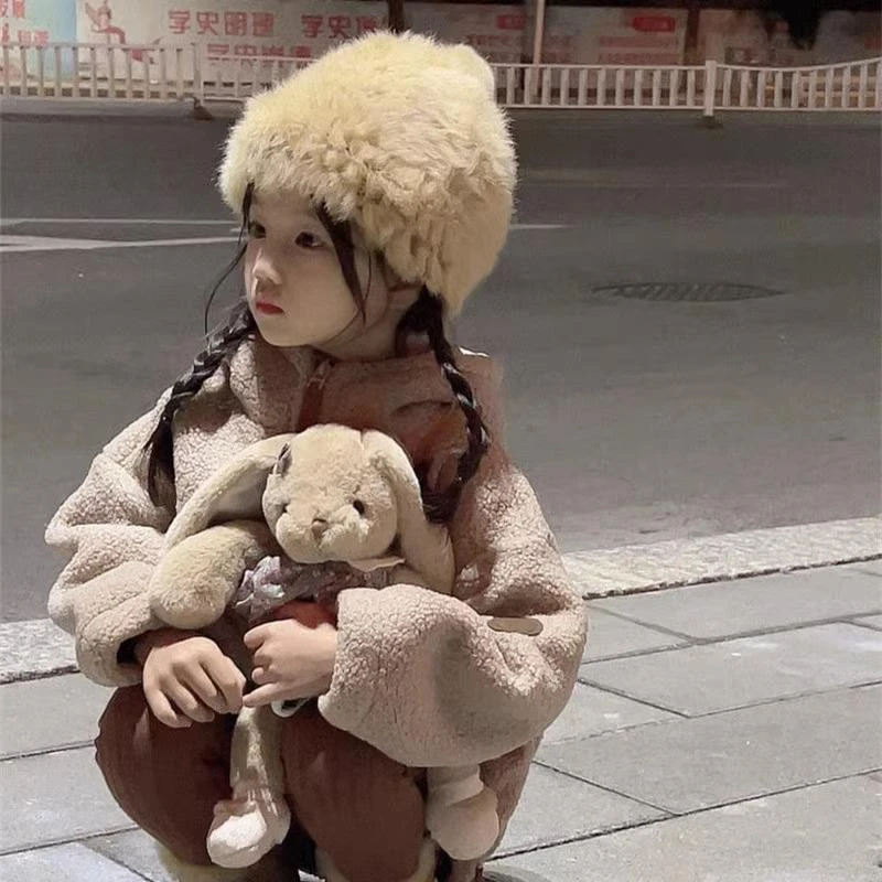 儿童帽子秋季女童毛绒加厚保暖宝宝防风可爱护耳帽秋冬新款兔毛帽
