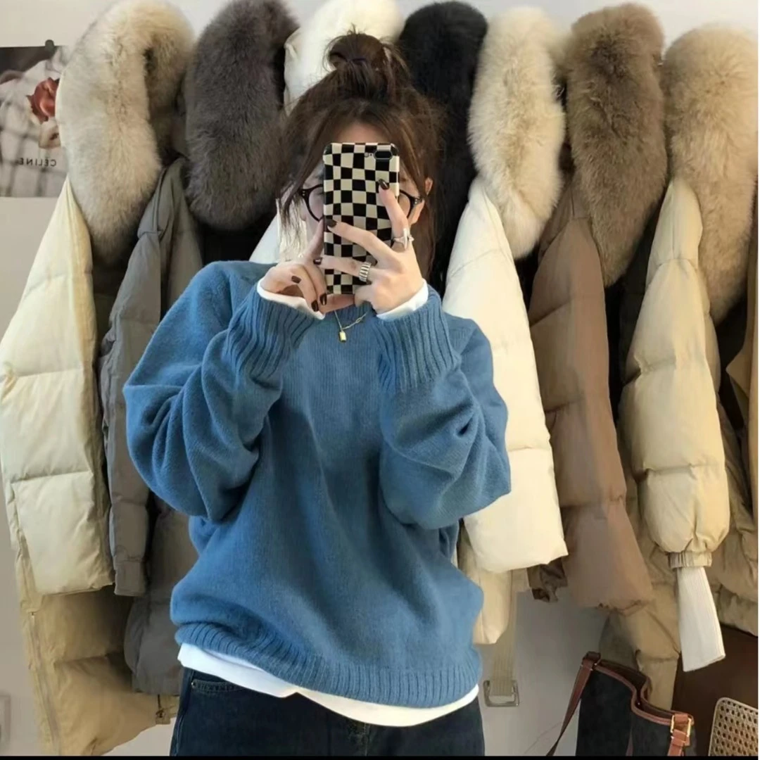 依依姐-【巧乐兹】新款韩系女圆领套头百搭针织长袖上衣