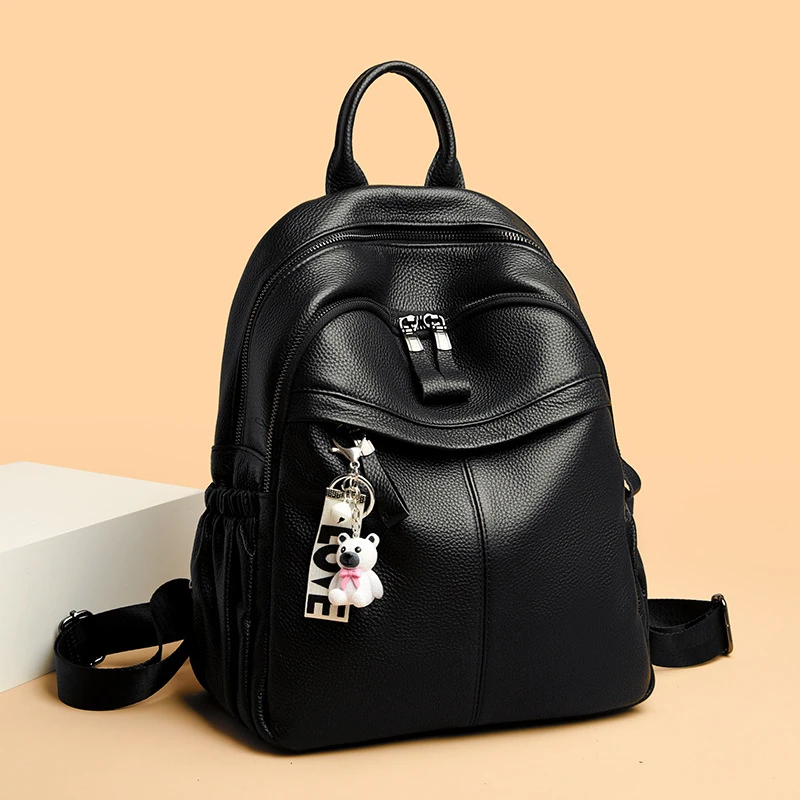 真皮包包2025春季时尚头层牛皮双肩包女士大容量皮质双肩背包女士